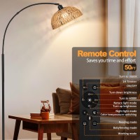 Rattan Floor Lamp Modern Black Standing Floor Lamps With Remote Control And Stepless Dimmable Bulb Handworked Adjustable Ratt