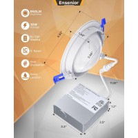 Ensenior 12 Pack 4 Inch 5Cct Led Gimbal Led Recessed Light With Junction Box 36090 Adjustable Directional Eyeball Lighting Di