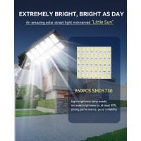 Spolehli Solar Street Lights Outdoor - 2400W Led Parking Lot Lights 280000Lm 8000K Dusk To Dawn Motion Sensor Light Solar Flood Light, Ip66 Waterproof, Commercial Grade, Remote Control