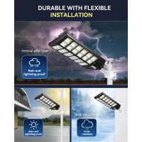 Spolehli Solar Street Lights Outdoor - 2400W Led Parking Lot Lights 280000Lm 8000K Dusk To Dawn Motion Sensor Light Solar Flood Light, Ip66 Waterproof, Commercial Grade, Remote Control