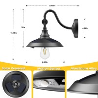 Siedinlar Solar Barn Light Outdoor With 3 Modes Aluminum Vintage Farmhouse Gooseneck Wall Light Waterproof Motion Sensor For Ba