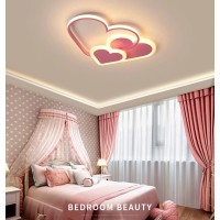 Guanshan 3D Ceiling Light Led Creative Stereoscopic Hearts Ceiling Lamp Lighting For Boys Girls Bedroom Kindergarten, Warm Light, 44W, Pink