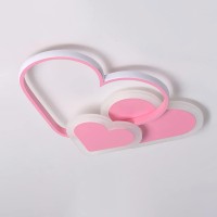 Guanshan 3D Ceiling Light Led Creative Stereoscopic Hearts Ceiling Lamp Lighting For Boys Girls Bedroom Kindergarten, Warm Light, 44W, Pink