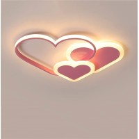 Guanshan 3D Ceiling Light Led Creative Stereoscopic Hearts Ceiling Lamp Lighting For Boys Girls Bedroom Kindergarten, Warm Light, 44W, Pink