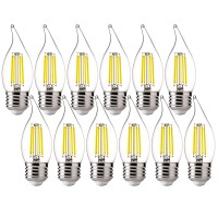 Flsnt Led Chandelier Edison Bulbs 5000K Daylight, 60W Equivalent, Dimmable Ca11 E26 Base Led Candelabra Bulbs, 550Lm, 12 Pack