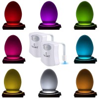 2 Pack The Original Toilet Night Light Tech Gadget Fun Bathroom Motion Sensor Led Lighting Weird Novelty Funny Birthday Gag Stocking Stuffers For Men Women Him Her Guy Boy Mom Brother Gifts Ideas