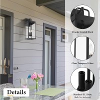 Outdoor Wall Sconce Light 24 Inch Tall Transitional Exterior Wall Bracket Lighting With Clear Glass Antirust Powder Coat Blac