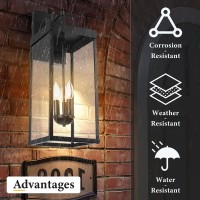 Outdoor Wall Sconce Light 24 Inch Tall Transitional Exterior Wall Bracket Lighting With Clear Glass Antirust Powder Coat Blac