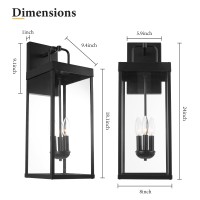 Outdoor Wall Sconce Light 24 Inch Tall Transitional Exterior Wall Bracket Lighting With Clear Glass Antirust Powder Coat Blac