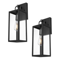 Diyel Outdoor Wall Sconce Lights 16 Inch Tall Transitional Exterior Wall Light Fixtures With Clear Glass Antirust Modern Blac