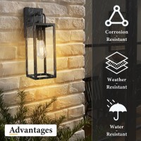 Diyel Outdoor Wall Sconce Lights 16 Inch Tall Transitional Exterior Wall Light Fixtures With Clear Glass Antirust Modern Blac