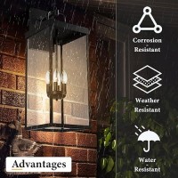 Outdoor Wall Sconce Light 28 Inch Tall Transitional Exterior Wall Bracket Lighting With Clear Glass Antirust Powder Coat Blac