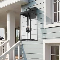 Outdoor Wall Sconce Light 28 Inch Tall Transitional Exterior Wall Bracket Lighting With Clear Glass Antirust Powder Coat Blac