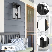 Outdoor Wall Sconce Light 20 Inch Tall Transitional Exterior Wall Bracket Lighting With Clear Glass Antirust Powder Coat Blac