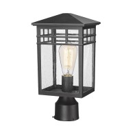 Diyel Large Outdoor Post Light Fixture Colonial Exterior Pillar Lantern With Black Finish Clear Glass Vintage Pier Mount Pol