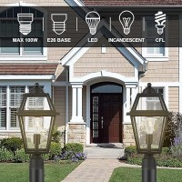 Diyel Large Outdoor Post Light Fixture Colonial Exterior Pillar Lantern With Black Finish Clear Glass Vintage Pier Mount Pol