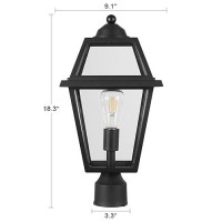 Diyel Large Outdoor Post Light Fixture Colonial Exterior Pillar Lantern With Black Finish Clear Glass Vintage Pier Mount Pol