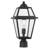 Diyel Large Outdoor Post Light Fixture Colonial Exterior Pillar Lantern With Black Finish Clear Glass Vintage Pier Mount Pol