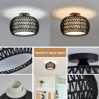 Rattan Ceiling Light Fixtures Handwoven Boho Flush Mount Ceiling Light Handmade Rattan Light Fixtures Ceiling Mount With Fabr