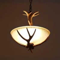 V-Intage Resin Deer Horn Pendant Light, Matt Glass Lampshade And Antler Decoration Dining Room Chandelier, Height Adjustable Black Metal Chain For Living Room, Restaurant, Cafe, E27