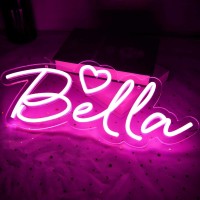 Attneon Large Bella Name Neon Sign For Wall Decor Led Bella Name Neon Light For Kids Bedroom Birthday Party Decoration Neon Sign