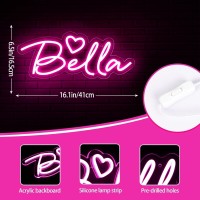 Attneon Large Bella Name Neon Sign For Wall Decor Led Bella Name Neon Light For Kids Bedroom Birthday Party Decoration Neon Sign