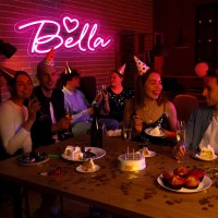 Attneon Large Bella Name Neon Sign For Wall Decor Led Bella Name Neon Light For Kids Bedroom Birthday Party Decoration Neon Sign