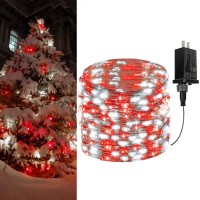 66Ft 200Led Red And White Led Fairy Lights Plug In, Waterproof String Lights Outdoor 8 Modes Christmas Lights Bedroom Decor, Twinkle Lights For Girl'S Room Christmas Decorations (Cool White&Red)