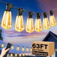 Litogo Led Outdoor String Lights With Remote, 116Ft Waterproof Patio Lights With Shatterproof St38 Edison Bulbs, Dimmable Outside String Light For Porch, Garden,Balcony, Party, Bistro, Gazebos