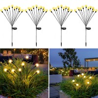 4 Pack 10Led Solar Firefly Lights- New Upgraded Outdoor Solar Garden Lights ,Solar Outdoor Lights, Ip65 Waterproof Solar Powered Swaying Lights For Yard, Patio, Pathway, Lawn, Landscape,Warm White