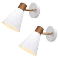 Dsmjfu White Wall Sconces Set Of Two Modern Rotateable Wall Light Set Of 2 Beside Sconces Wall Lamp With Hammered Metal Shade