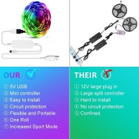 Gotus Usb 164Ft Led Light Strips 16 Million Colors Changing Led Strip Lights For Bedroom Builtin Mic Music Mode 3 Control