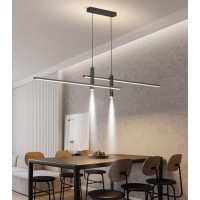 Dzqh-Qin Black Led Pendant Lights,Modern Linear Chandelier Dimmable With Remote Control Flush-Mounted Lighting Fixture For Kitchen Island Living Room Dining Room,Room Light Hanging Lights L35.4In