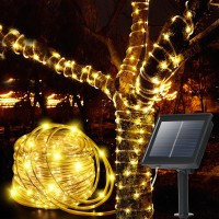 Solar Rope Lights Outdoor Waterproof 39Ft 100Led Outdoor String Lights Clear Pvc Tube Fairy Lights 8 Modes Trampoline Lights F