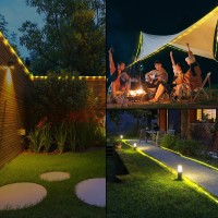 Solar Rope Lights Outdoor Waterproof 39Ft 100Led Outdoor String Lights Clear Pvc Tube Fairy Lights 8 Modes Trampoline Lights F