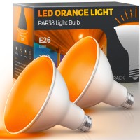 Lohas Orange Flood Light Bulbs, Halloween Par38 Led Flood Light Outdoor 100W Equivalent, 15 Watt Colored Porch Light Bulb, E26 Base Ideal For Home Lighting, Holiday, Party Decoration, 2 Pack