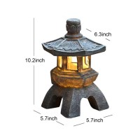 Blogiiup Japanese Garden Ornaments,Solar Pagoda Lantern Statue Garden Ornaments,Indoor/Outdoor Solar Lights Lamp Ornaments For Garden