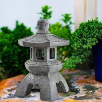 Blogiiup Japanese Garden Ornaments,Solar Pagoda Lantern Statue Garden Ornaments,Indoor/Outdoor Solar Lights Lamp Ornaments For Garden