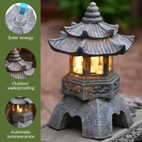 Blogiiup Japanese Garden Ornaments,Solar Pagoda Lantern Statue Garden Ornaments,Outdoor/Indoor Zen Asian Decor For Landscape Balcony,Garden,Patio,Porch Yard Art Ornament Gifts