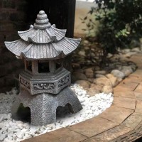 Blogiiup Japanese Garden Ornaments,Solar Pagoda Lantern Statue Garden Ornaments,Outdoor/Indoor Zen Asian Decor For Landscape Balcony,Garden,Patio,Porch Yard Art Ornament Gifts