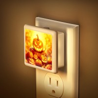 Jandcase Night Light For Kids [2 Pack], Halloween Pumpkin Led Night Lights Plug Into Wall, Auto Light Sensor, Nursery Kids Nightlight For Bedroom, Hallway, Halloween Decor