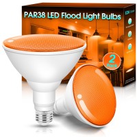 Orange Flood Light Bulbs Outdoor 2 Pack Par38 Led Orange Light Bulbs Notdimmable15W100W Equivalent E26 Orange Light Bulb Hal