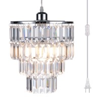 Cioceen Acrylic Chandelier Faux Crystal Fixture Pendant Light Ceiling Lamp,W9.84 X H11.81,With On/Off Switch And 4.6Ft Clear Hanging Cord