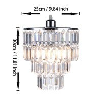 Cioceen Acrylic Chandelier Faux Crystal Fixture Pendant Light Ceiling Lamp,W9.84 X H11.81,With On/Off Switch And 4.6Ft Clear Hanging Cord