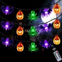 Halloween Lights Outdoor Indoor 20Ft 30 Led 3D Pumpkin Bat Spider Battery Operated Halloween String Lights With Timer 8 Light M