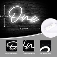 Attneon One Led Neon Sign For Wall Decor One Neon Sign For First Birthday 1St Birthday Neon Light One Led Light For Birthday Par