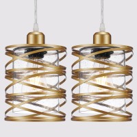 2 Pack Gold Farmhouse Pendant Lights Kitchen Island Decor Modern Seeded Glass Over Sink Pendant Light Fixture Adjustable Bar L