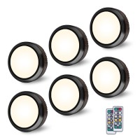 Leastyle Puck Lights With Remote Led Under Cabinet Lights Wireless Battery Operated Closet Lights Dimmable Sticky On Lights Push Lights Under Counter Lights For Kitchen (6 Pack Natural White)