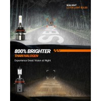 Sealight 9004 led bulb is desighed to provide you with a reliable lighting experience allowing you to safely reach the designated destination 9004 led is 800 brighter than the halogen bulbs Sealight 9004 led 6000K light is close to shinejust as bright as 