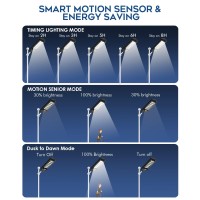 Mokot Solar Street Light, 600W Waterproof Outdoor, 504 Led, Floodlight, Patio, Black, Remote Control, Pir Sensor, High Efficiency, Pole Mount